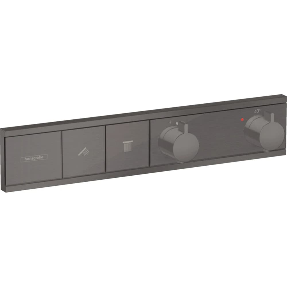 Hansgrohe RainSelect 2 Çıkış İçin Mat Siyah-Krom Termostatik Ankastre Banyo Bataryası - 15380340