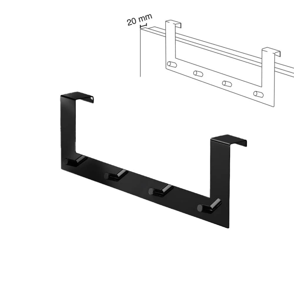 Gedy 40x2 Cm Mat Siyah Kapı Üstü Dörtlü Askı