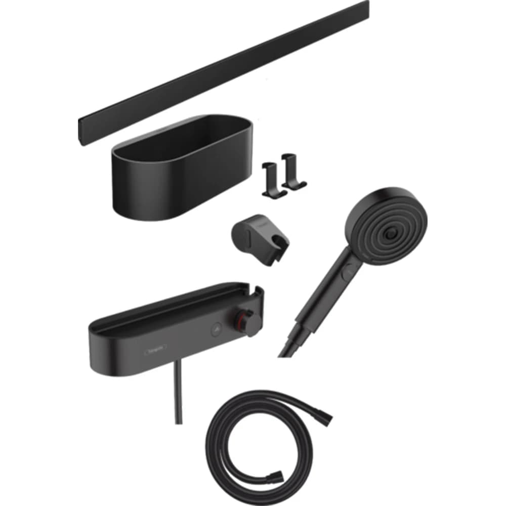 Hansgrohe WallStoris 70 cm Mat Siyah Termostatik Duş Seti