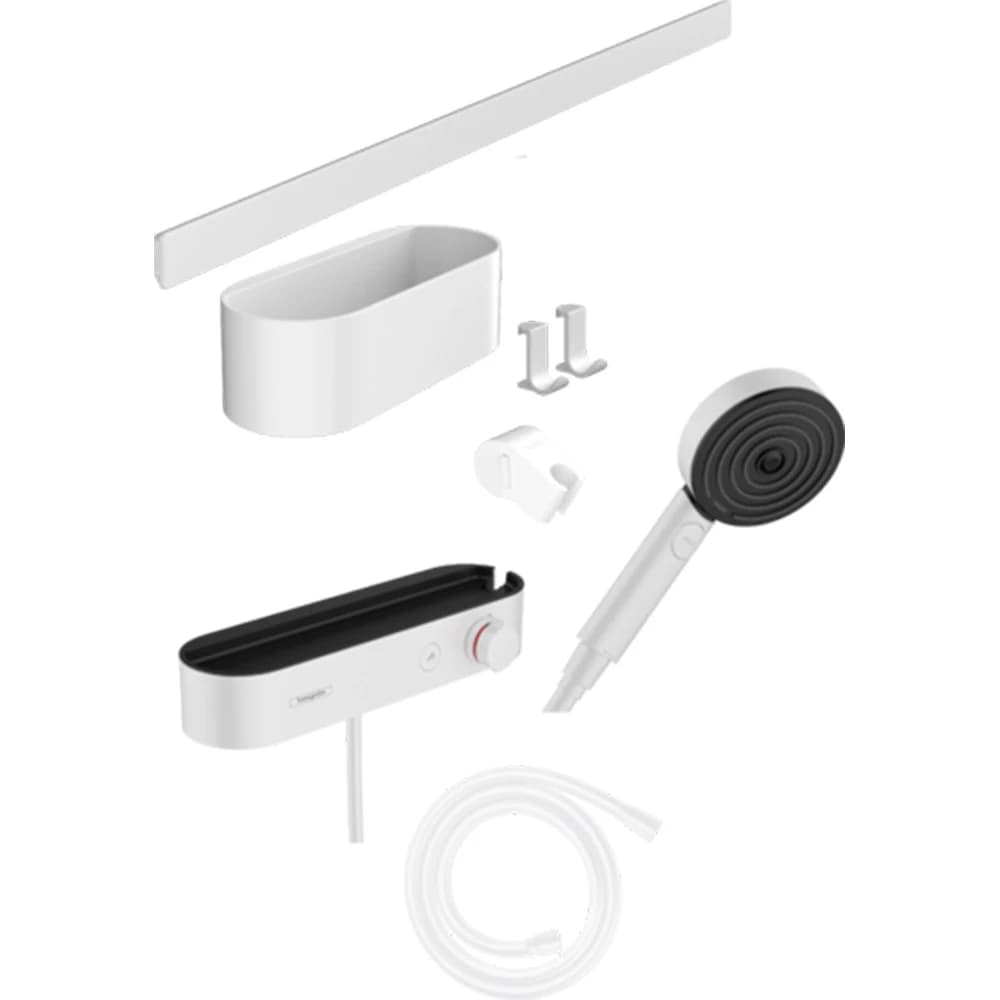 Hansgrohe WallStoris 70 cm Mat Beyaz Termostatik Duş Seti