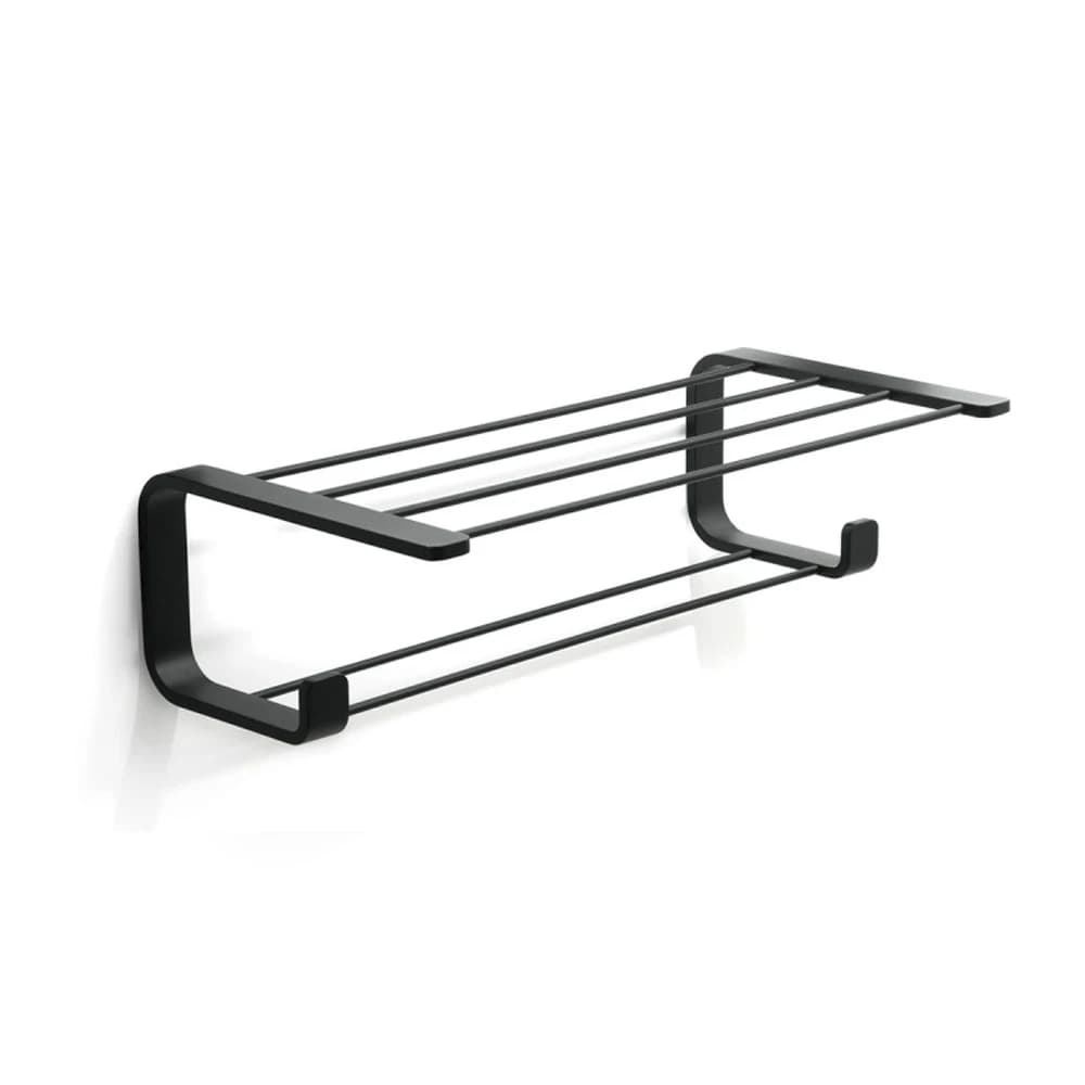 Gedy Outline Mat Siyah Raflı Askılıklı Havluluk