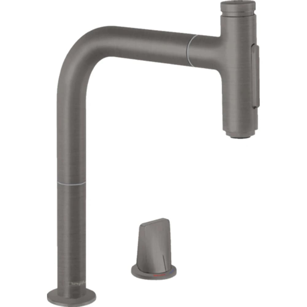 Hansgrohe Metris Select 2 Delikli Tek Kollu Fırçalanmış Siyah Krom Mutfak Bataryası