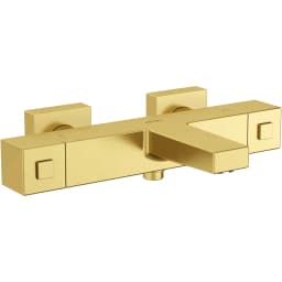 Artema Base Square Fırçalı Altın Termostatik Banyo Bataryası - A4730225 görsel 1