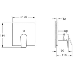 Artema Flow Square Ankastre Mekanik Banyo Bataryası - A43238 görsel 2