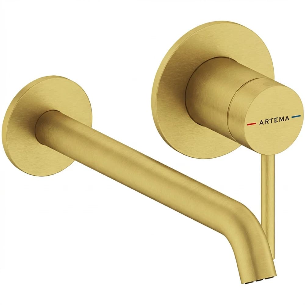 Artema Minimax Round Fırçalı Altın Ankastre Lavabo Bataryası - A4354925