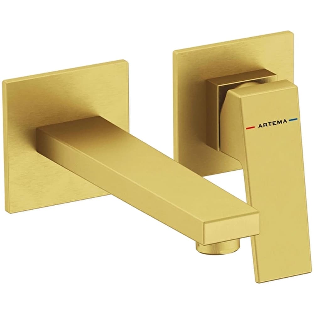 Artema Minimax Square Fırçalı Altın Ankastre Lavabo Bataryası - A4359225