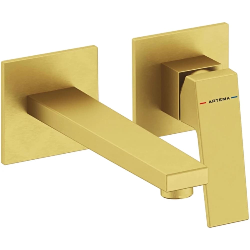 Artema Minimax Square Fırçalı Altın Ankastre Lavabo Bataryası - A4359325