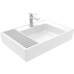 Creavit Arya 45x65 Cm Beyaz Izgaralı Tezgah Üstü Lavabo görsel 1