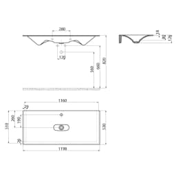 Creavit Drop 120 Cm Etajerli Lavabo görsel 2