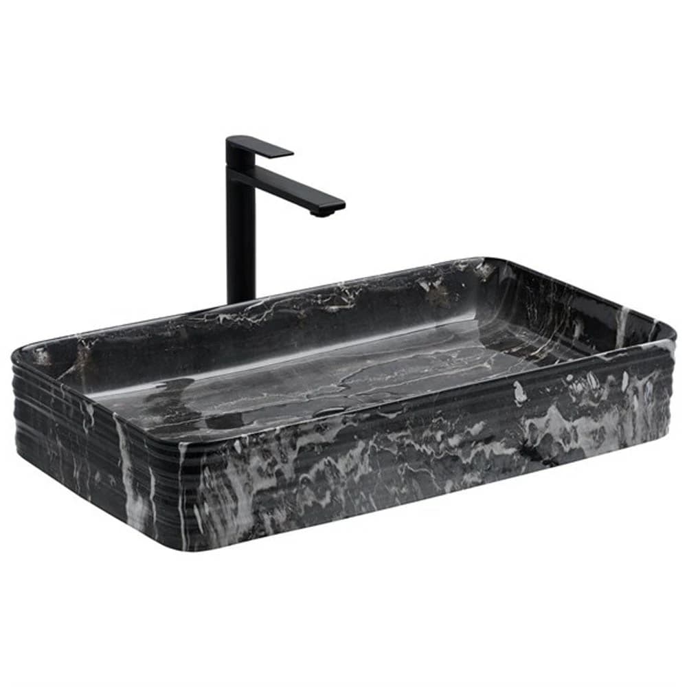 Lena E-2106M4 Siyah Mermer Tezgah Üstü Lavabo