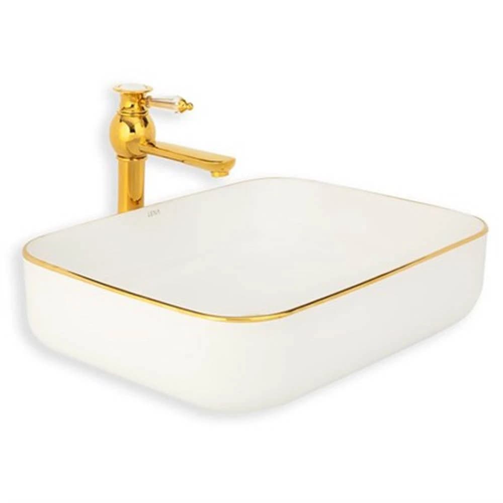 Lena E-4619A Beyaz Gold Tezgah Üstü Lavabo