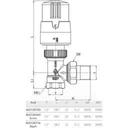 Eca 1/2 Beyaz Termostatik Köşe Radyatör Valfi - 602120755 görsel 2