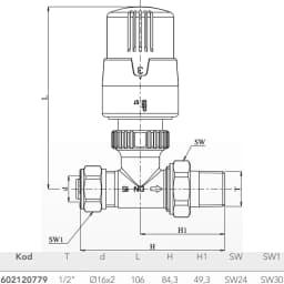 Eca 1/2 Pex Düz Termostatik Radyatör Valfi - 602120779 görsel 2