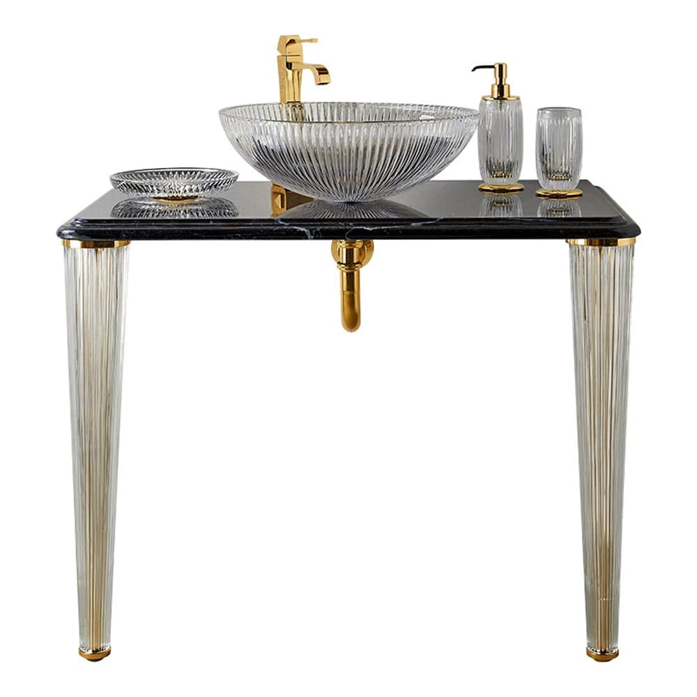 3sc Elegance Cam Mermer-Altın Konsol Lavabo EL3070/GD