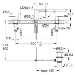 Grohe Eurosmart Cosmopolitan 3 Delikli Lavabo Bataryası 1-2 - 20187000 görsel 2