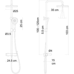 Fontana FJ-1052 Mat Fırçalanmış Altın Duş Kolonu görsel 3