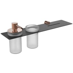 Fontana FY-90310 Mat Siyah-Mat Rose Sıvı Sabunluk-Diş Fırçalık Aksesuar Seti görsel 1