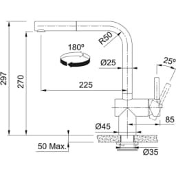 Franke Atlas Neo Sensor Doccia Mat Siyah Spiralli Eviye Armatürü görsel 3