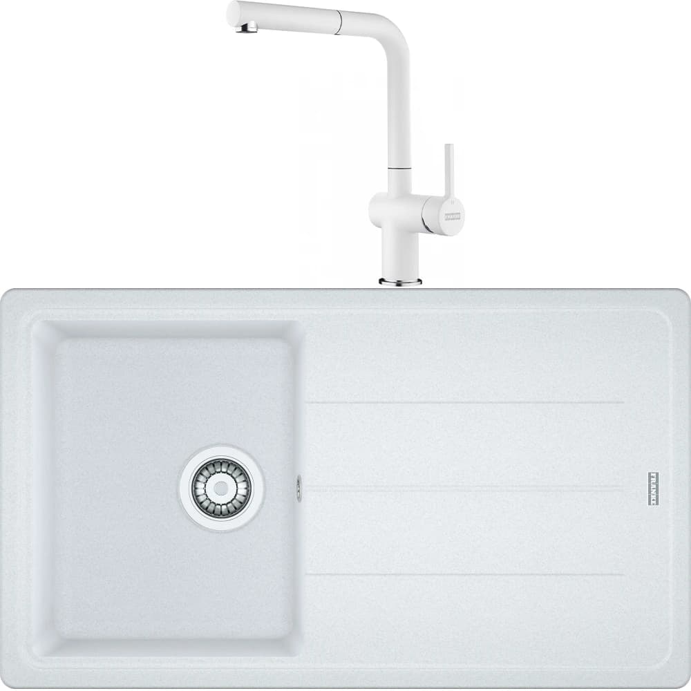 Franke Basis Bfg 611-86 Granit Eviye + Active Plus Doccia 2.0 Armatür (Bianco)
