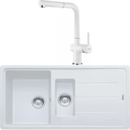 Franke Basis Bfg 651-97 1,5 Gözlü Granit Evye + Active Plus Doccia 2.0 Armatür (Bianco) görsel 1