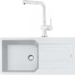 Franke Urban Ubg 611-100 Granit Eviye + Active Plus Doccia 2.0 Armatür (Bianco) görsel 1