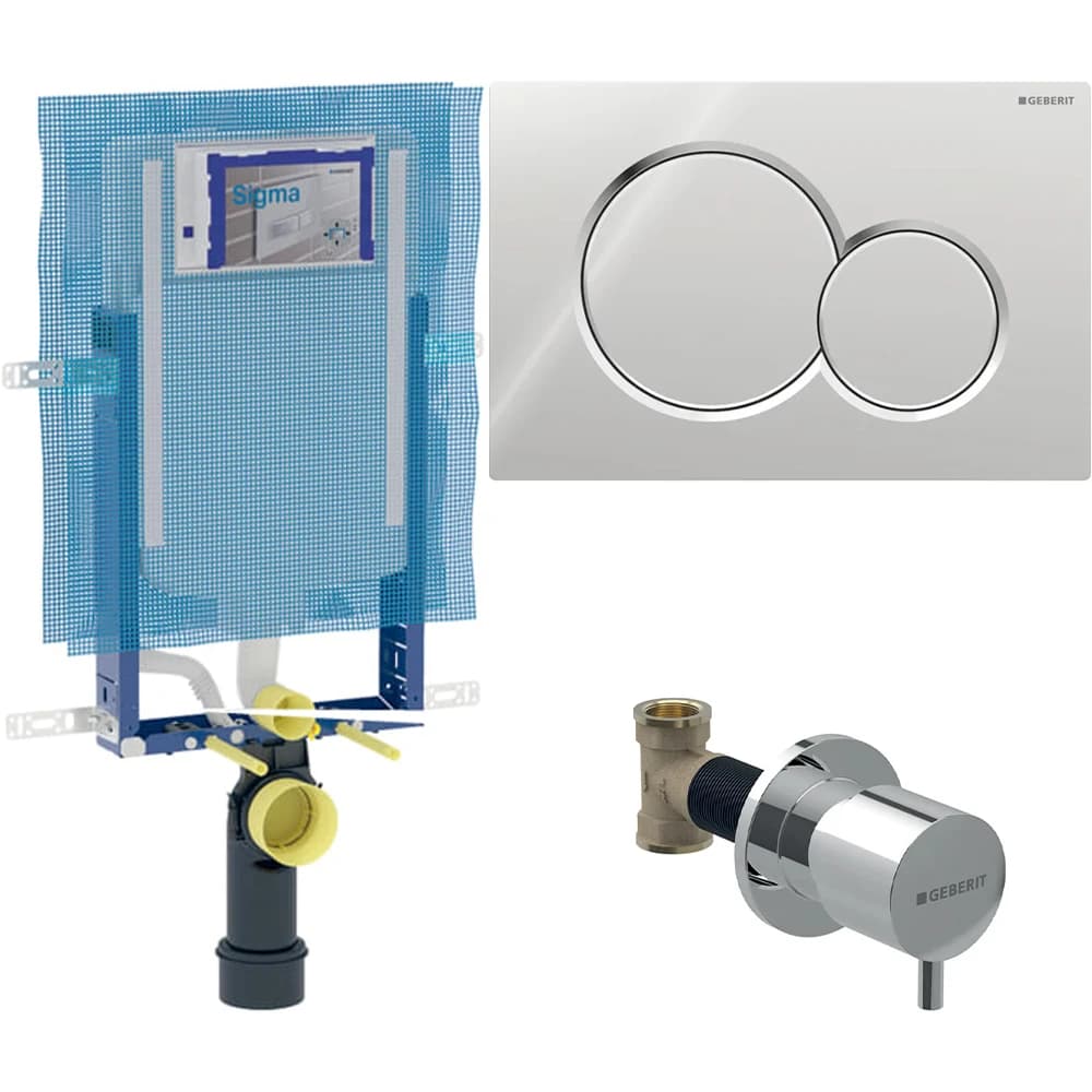 Geberit Sigma 8 Cm Kombifix Duvar İçi Gömme Rezervuar Seti (Parlak Krom Panel)