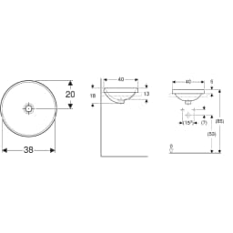 Geberit VariForm 40 Cm Yuvarlak Tezgah Üstü Lavabo - 500.702.01.2 görsel 2