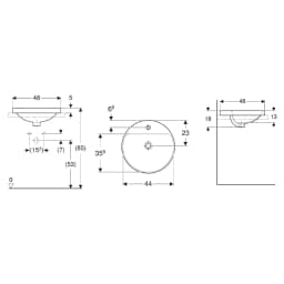 Geberit VariForm 48x48 Cm Oval Tezgah Üstü Lavabo - 500.706.01.2 görsel 2