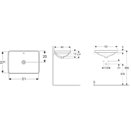 Geberit VariForm 55x40 Cm Dikdörtgen Tezgah Üstü Lavabo - 500.736.01.2 görsel 2