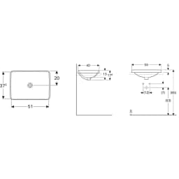 Geberit VariForm 55x40 Cm Dikdörtgen Tezgah Üstü Lavabo - 500.738.01.2 görsel 2