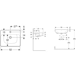 Geberit VariForm 55x45 Cm Dikdörtgen Tezgah Altı Lavabo - 500.681.01.1 görsel 2