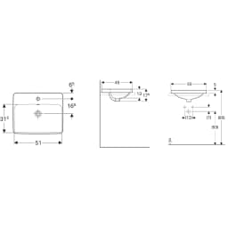 Geberit VariForm 55x45 Cm Dikdörtgen Tezgah Üstü Lavabo - 500.740.01.2 görsel 2