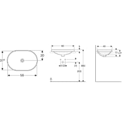 Geberit VariForm 60x40 Cm Tezgah Üstü Lavabo - 500.730.01.2 görsel 2
