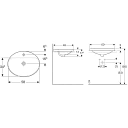 Geberit VariForm 60x48 Cm Oval Tezgah Üstü Lavabo - 500.726.01.2 görsel 2