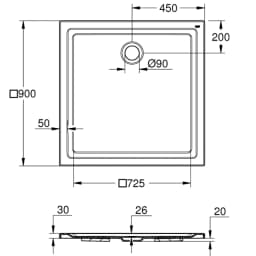 Grohe 90x90 Cm Akrilik Kare Duş Teknesi - 39301000 görsel 2