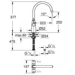 Grohe Ambi Çift Kumandalı Eviye C-Çıkış UK - 30189000 görsel 2