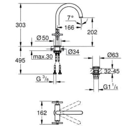 Grohe Atrio New Classic Tek Delikli Lavabo Bataryası - 21144000 görsel 2