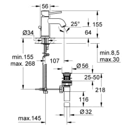 Grohe BauClassic Tek Kumandalı Lavabo Bataryası - 32862000 görsel 2