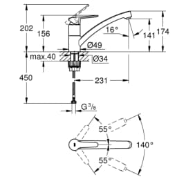 Grohe BauEco Tek Kumandalı Eviye Bataryası - 31680000 görsel 2