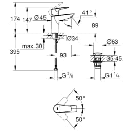 Grohe BauEdge 2020 Tek Kumandalı Lavabo Bataryası - 23895001 görsel 2