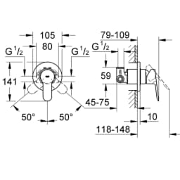 Grohe BauEdge Ankastre Duş Bataryası - 29040000 görsel 2