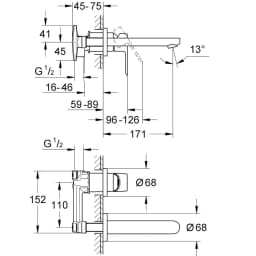Grohe BauEdge İki Delikli Ankastre Lavabo Bataryası - 20474000 görsel 2