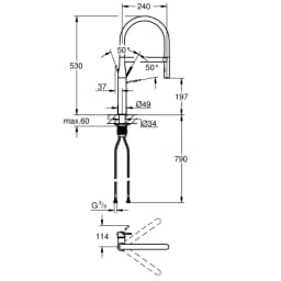 Grohe Concetto New Tek Kumandalı Siyah Eviye Bataryası - 30503KF0 görsel 2