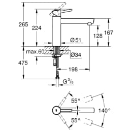 Grohe Concetto New Tek Kumandalı Eviye Bataryası - 31129001 görsel 2
