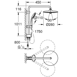 Grohe Duvara Monte Yön Değiştiricili Duş Sistemi - 27421002 görsel 2