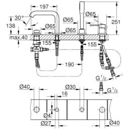 Grohe Essence New Dört Delikli Nikel Küvet Bataryası - 19578A01 görsel 2