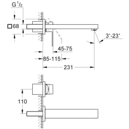 Grohe Eurocube İki Delikli Ankastre Lavabo Bataryası - 23447000 görsel 2
