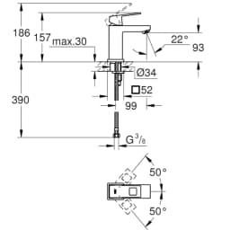 Grohe Eurocube Tek Kumandalı Lavabo Bataryası - 2313200E görsel 2