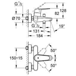 Grohe Eurodisc Cosmopolitan Tek Kumandalı Banyo Bataryası - 33390002 görsel 2