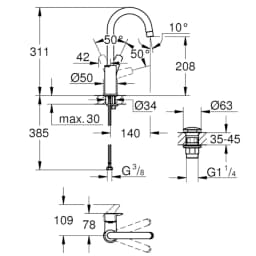 Grohe Eurosmart 2021 Tek Kumandalı Lavabo Bataryası - 23970003 görsel 2